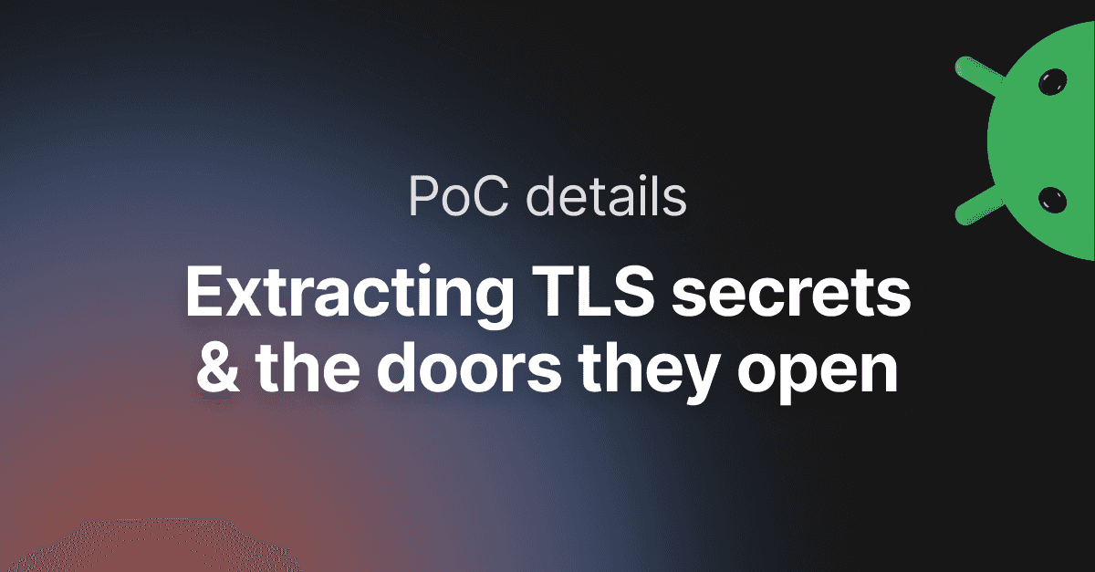 Read the article titled How to extract TLS secrets from Android apps using Frida and Wireshark