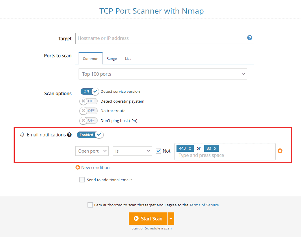open ports email notifications